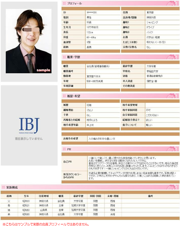 IBJのプロフィール画面